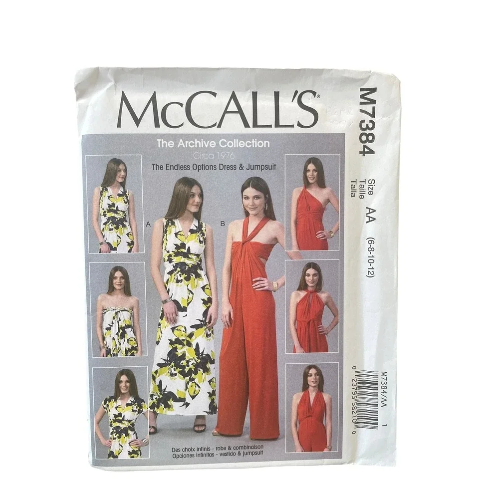 McCall's M7384 Dress Jumpsuit Endless Options Size AA (6-8-10-12) 1970s